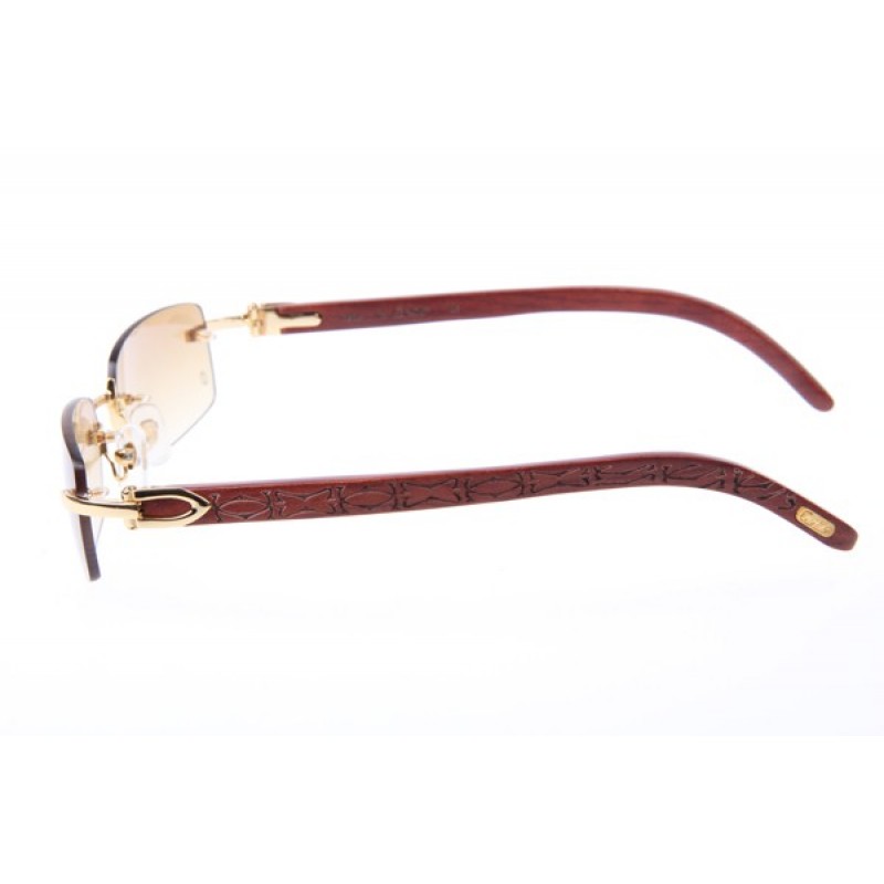 Cartier 3524013 Wood Sunglasses In Gold