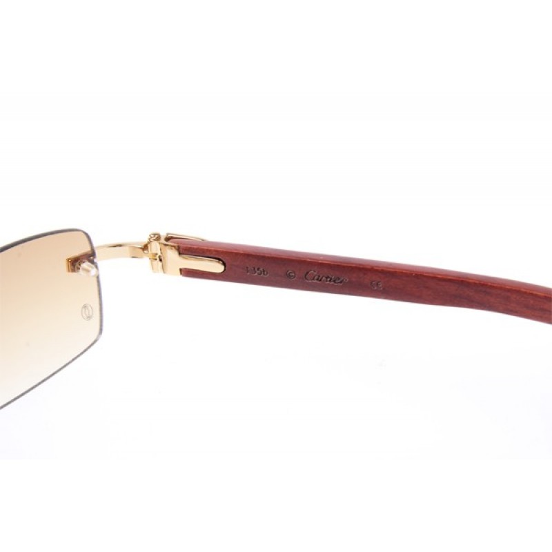 Cartier 3524013 Wood Sunglasses In Gold