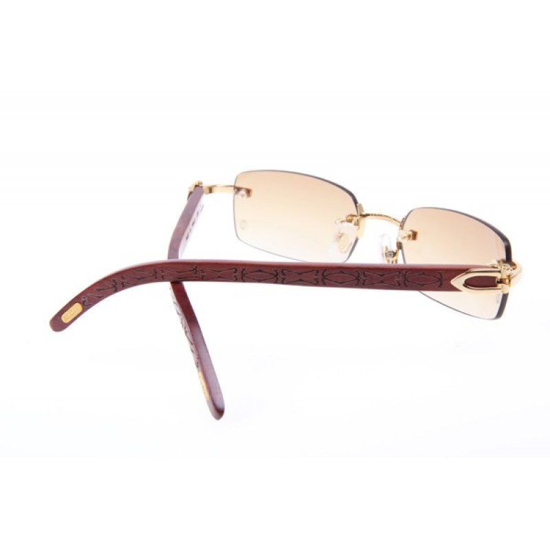 Cartier 3524013 Wood Sunglasses In Gold