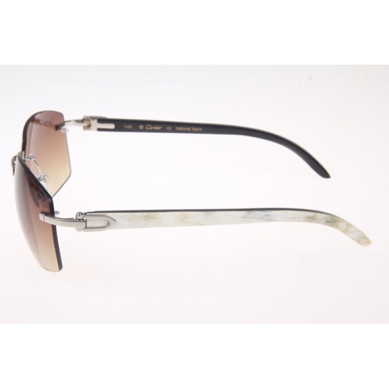 Cartier 4189705 White mix Black Buffalo Sunglasses In Silver