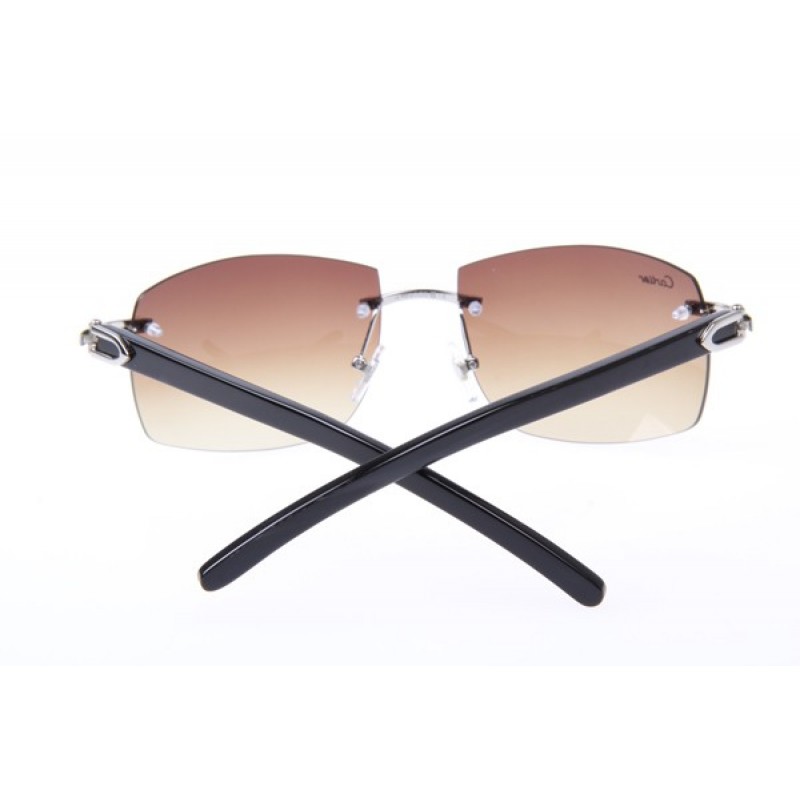 Cartier 4189705 Black Cattle Horn sunglasses in Silvler