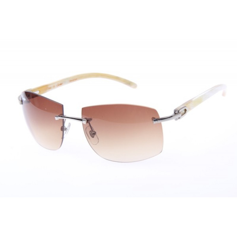 Cartier 4189705 White Cattle Horn sunglasses in Si...