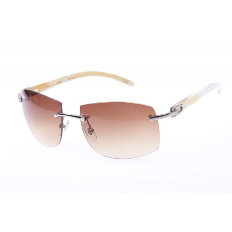 Cartier 4189705 White Cattle Horn sunglasses in Silver