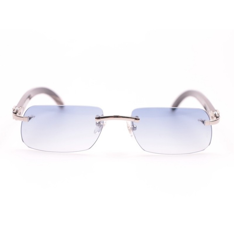 Cartier 4189706 Black Buffalo Sunglasses In Silver Blue