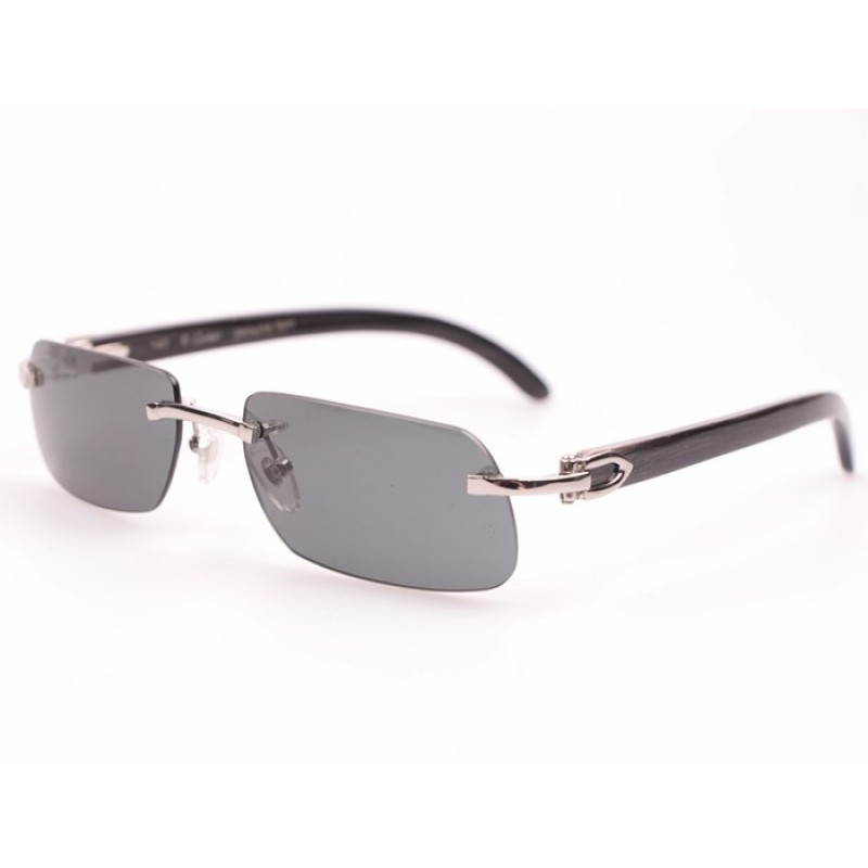 Cartier 4189706 Black Buffalo Sunglasses In Silver...