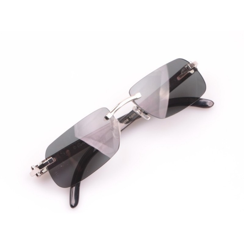 Cartier 4189706 Black Buffalo Sunglasses In Silver Grey