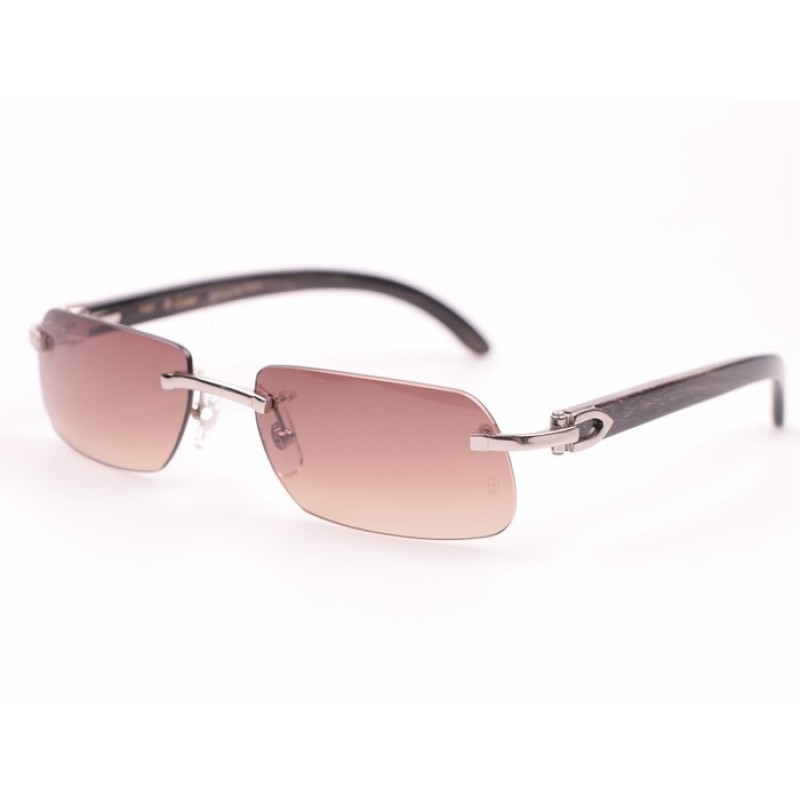 Cartier 4189706 Black Buffalo Sunglasses In Silver Brown