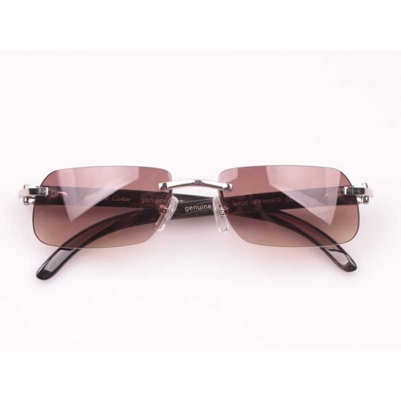 Cartier 4189706 Black Buffalo Sunglasses In Silver Brown