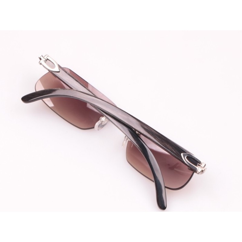 Cartier 4189706 Black Buffalo Sunglasses In Silver Brown