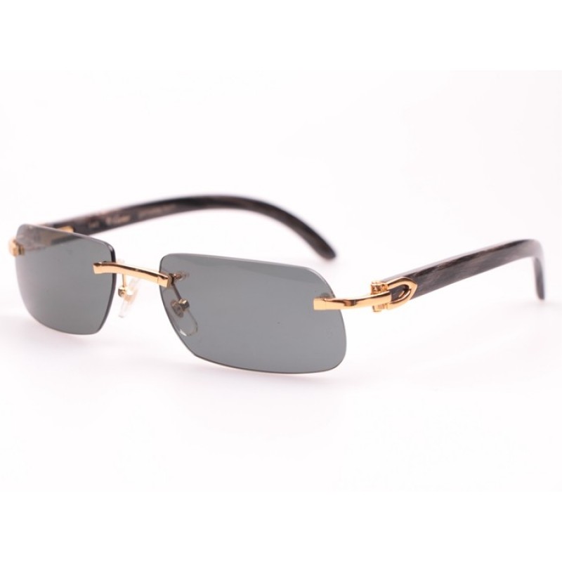 Cartier 4189706 Black Buffalo Sunglasses In Gold G...