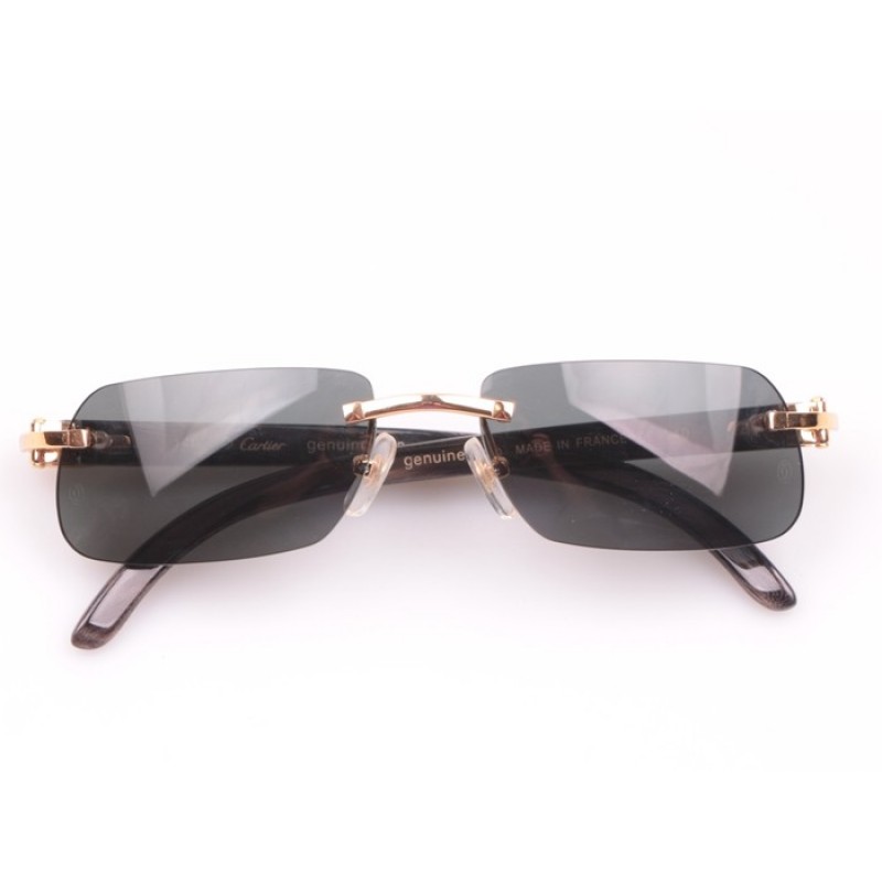 Cartier 4189706 Black Buffalo Sunglasses In Gold Grey