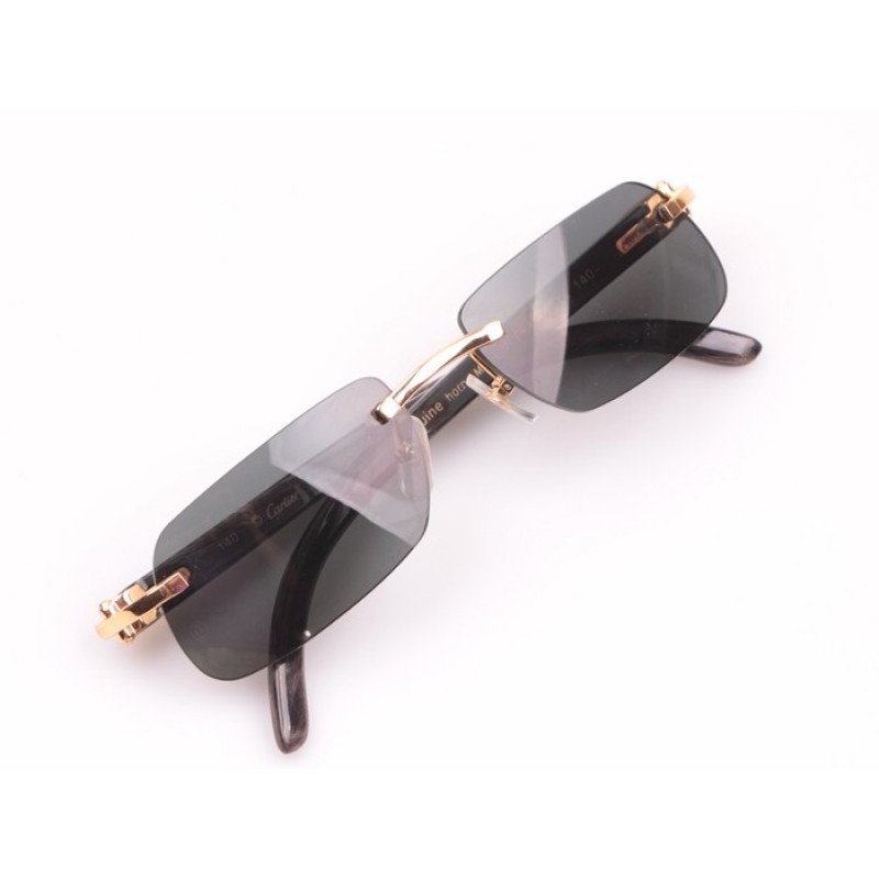 Cartier 4189706 Black Buffalo Sunglasses In Gold Grey