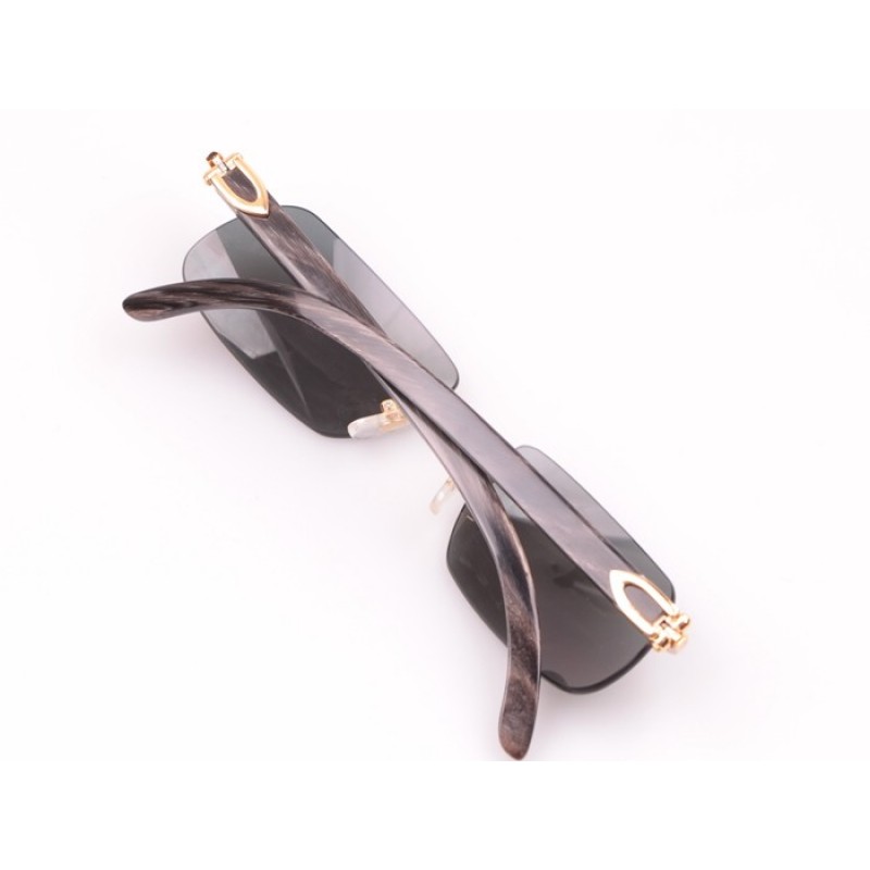 Cartier 4189706 Black Buffalo Sunglasses In Gold Grey