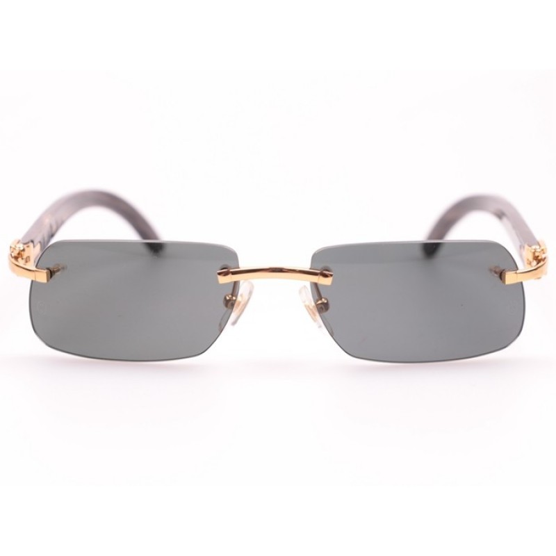 Cartier 4189706 Black Buffalo Sunglasses In Gold Grey