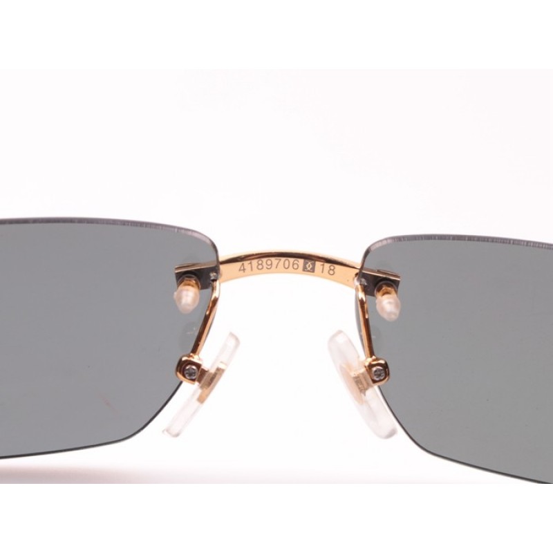 Cartier 4189706 Black Buffalo Sunglasses In Gold Grey