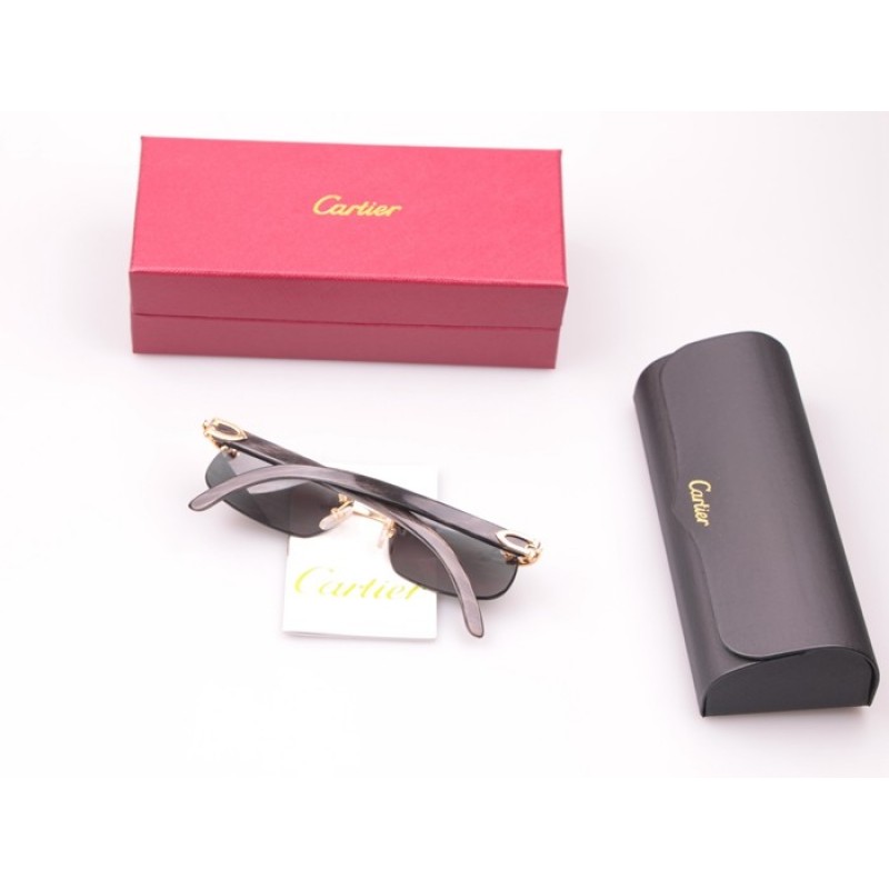 Cartier 4189706 Black Buffalo Sunglasses In Gold Grey
