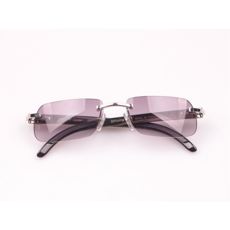 Cartier 4189706 Black Buffalo Sunglasses In Silver Lilac colour