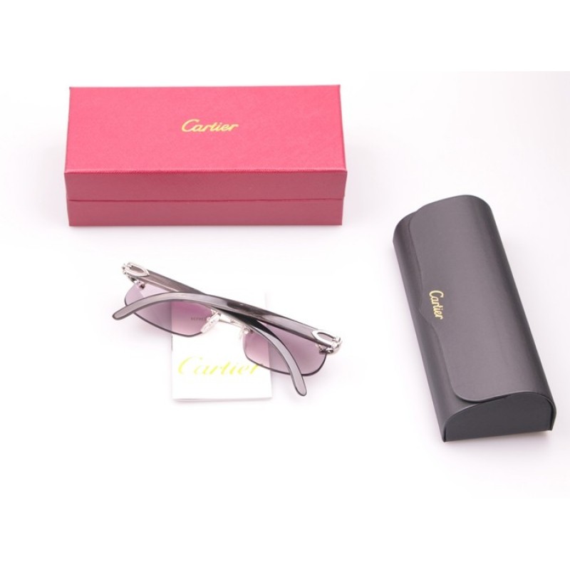 Cartier 4189706 Black Buffalo Sunglasses In Silver Lilac colour