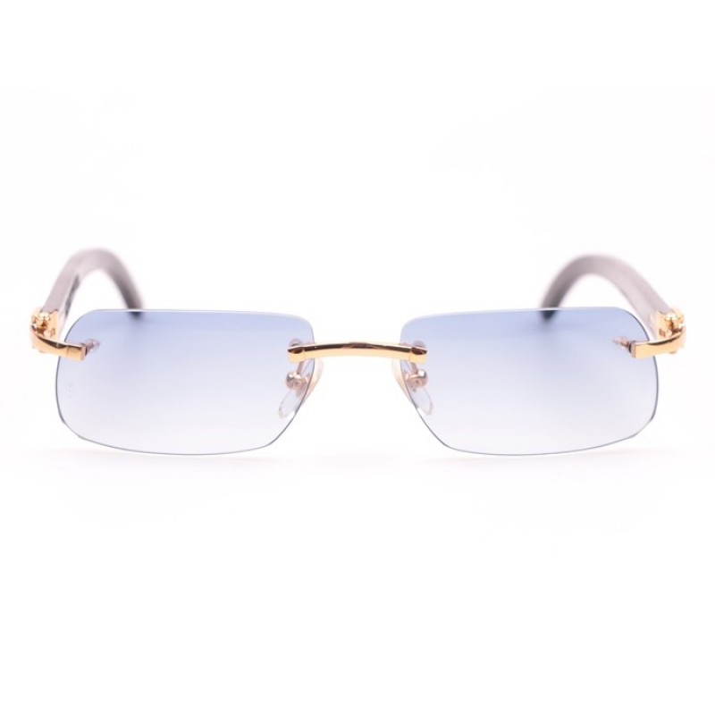 Cartier 4189706 Black Buffalo Sunglasses In Gold Blue