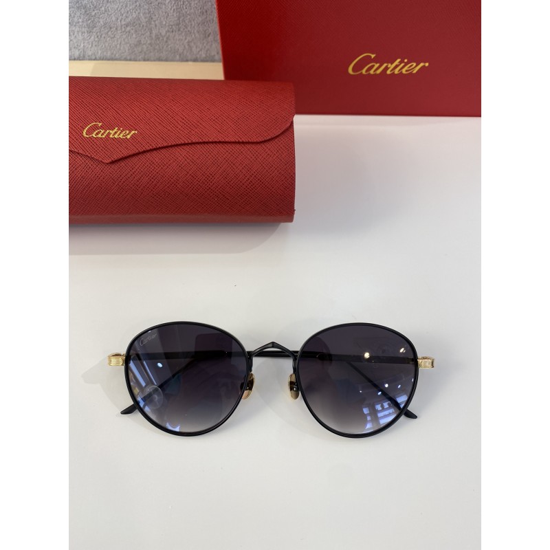 Cartier CT0009S Sunglasses In Black Gold Gradient Gray