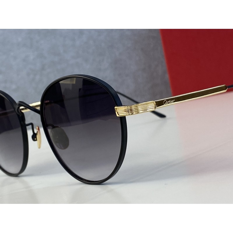 Cartier CT0009S Sunglasses In Black Gold Gradient Gray