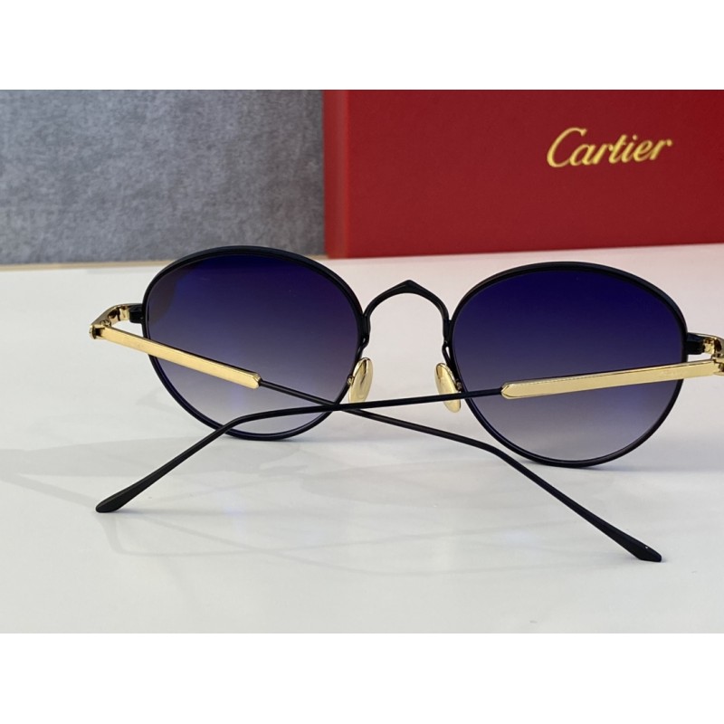 Cartier CT0009S Sunglasses In Black Gold Gradient Gray