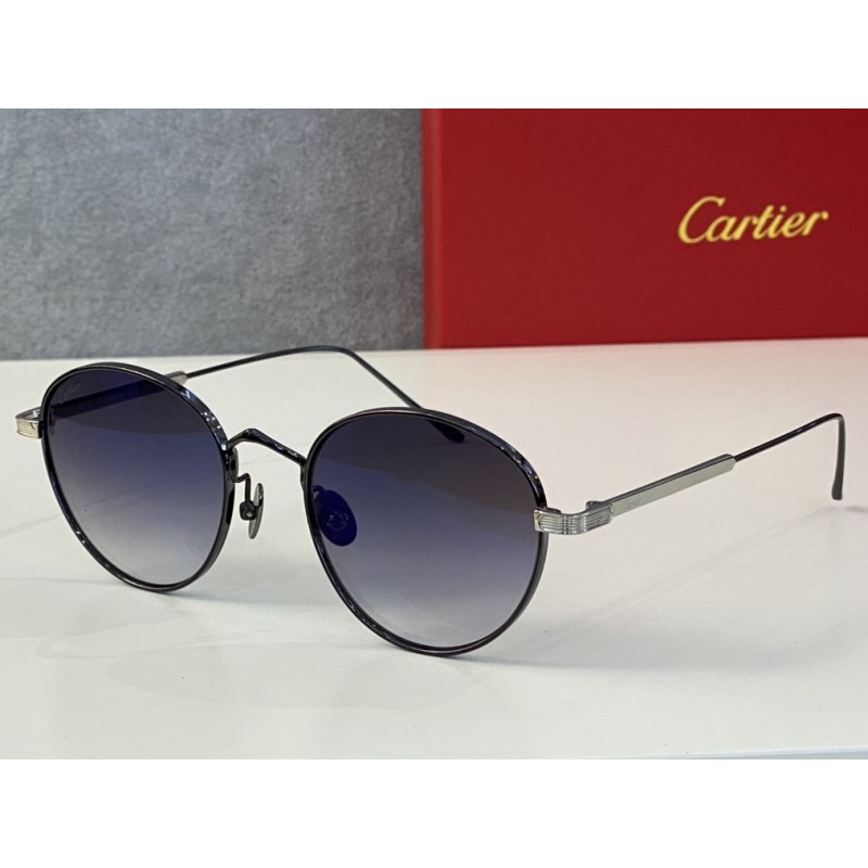 Cartier CT0009S Sunglasses In Black Silver Gradien...