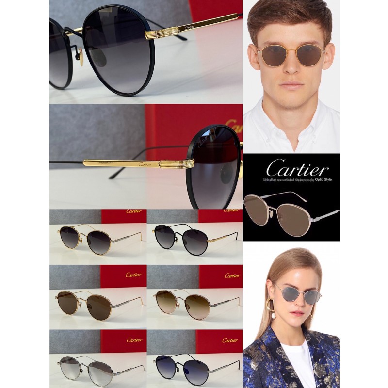 Cartier CT0009S Sunglasses In Gold Silver Gradient Tan