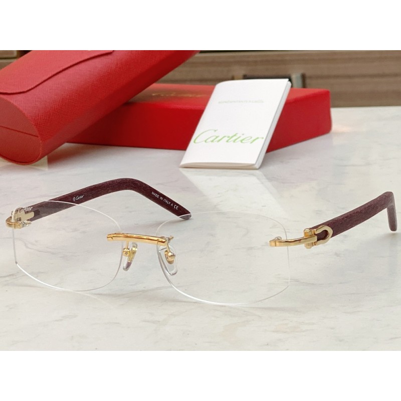 Cartier CT0031RS Eyeglasses In Woodgrain Gold