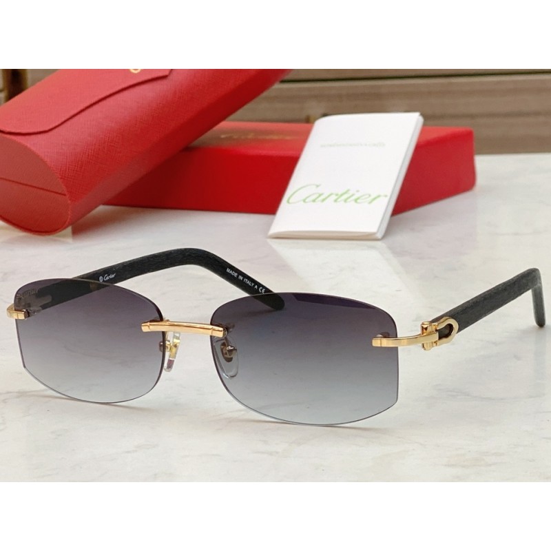Cartier CT0031RS Sunglasses In Black Gold Gradient Gray