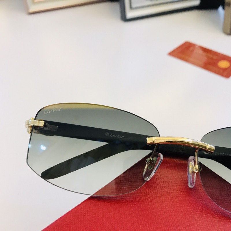 Cartier CT0031RS Sunglasses In Black Gold Gradient Green