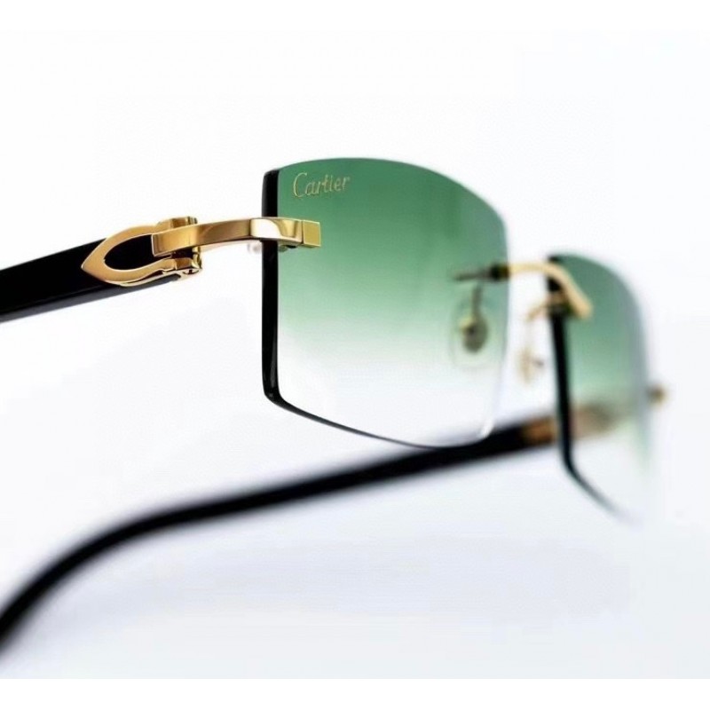 Cartier CT0031RS Sunglasses In Black Gold Gradient Green