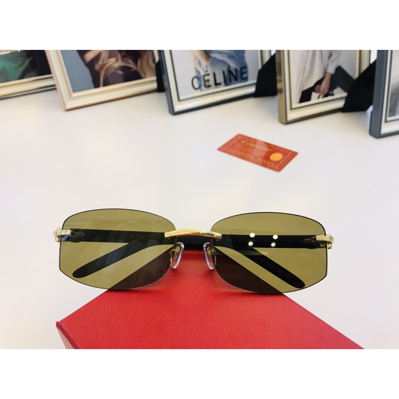 Cartier CT0031RS Sunglasses In Black Gold Tan