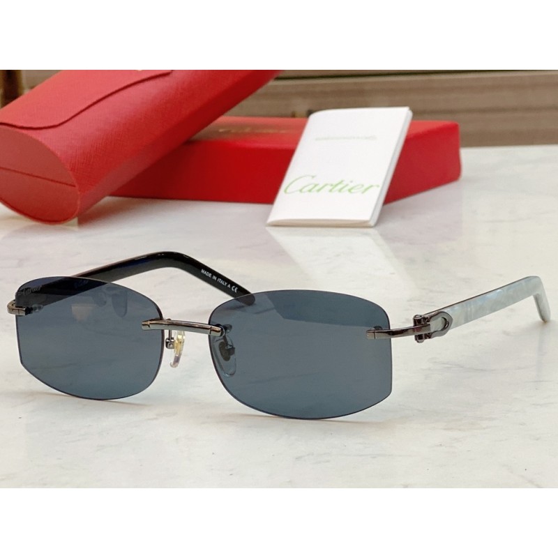 Cartier CT0031RS Sunglasses In Black White Gray