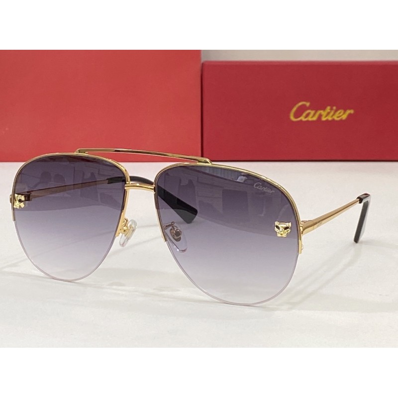 Cartier CT0065S Sunglasses In Gold Gradient Gray