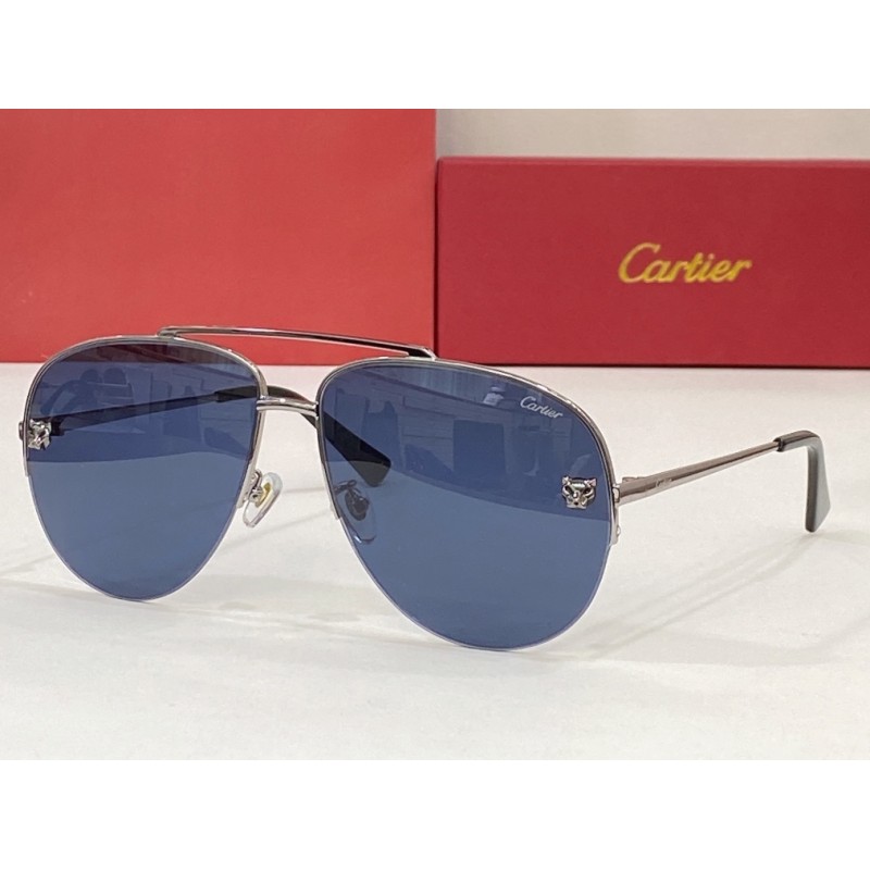 Cartier CT0065S Sunglasses In Silver Blue