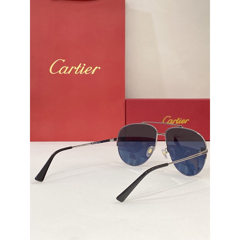 Cartier CT0065S Sunglasses In Silver Blue