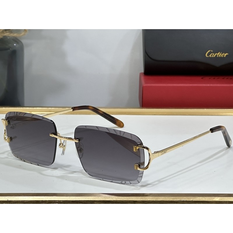 Cartier CT0092 Sunglasses In Gold Gray
