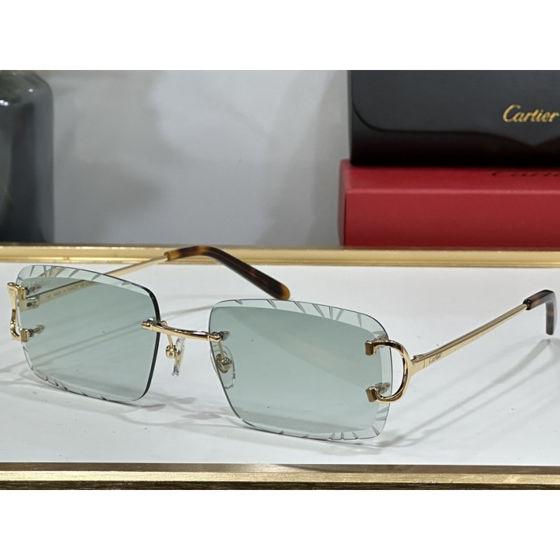 Cartier CT0092 Sunglasses In Gold Light Gray