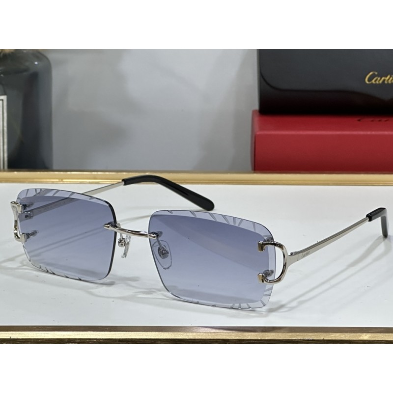 Cartier CT0092 Sunglasses In Silver Gradient Gray