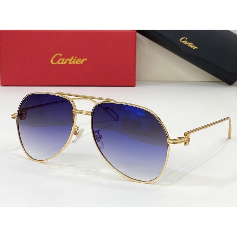 Cartier CT0110S Sunglasses In Gold Gradient Blue