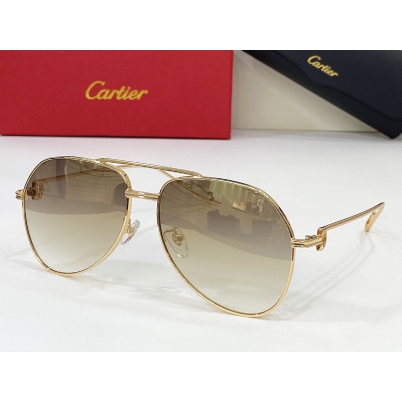 Cartier CT0110S Sunglasses In Gold Gradient Tan