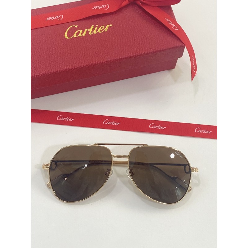Cartier CT0110S Sunglasses In Gold Tan
