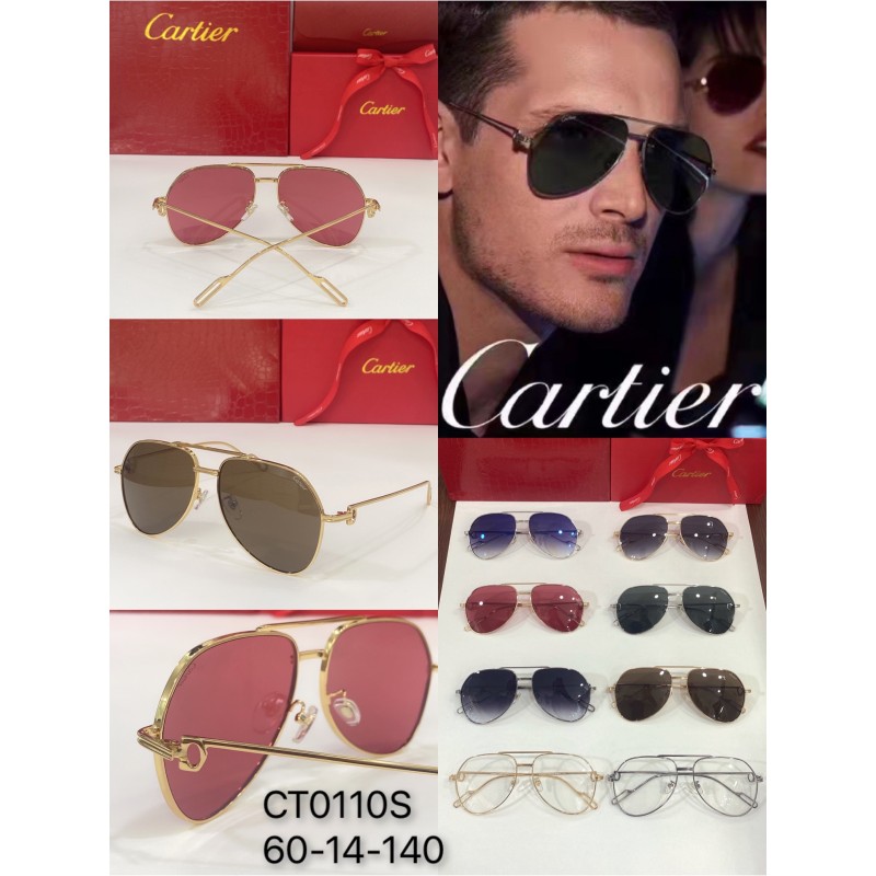 Cartier CT0110S Sunglasses In Gold Tan