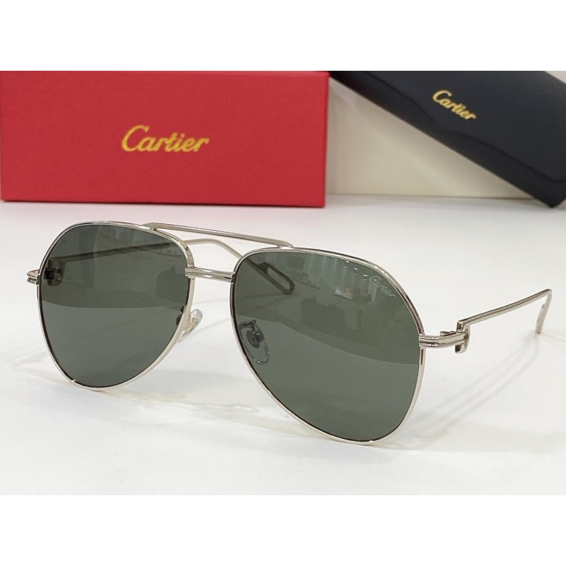 Cartier CT0110S Sunglasses In Silver Gray