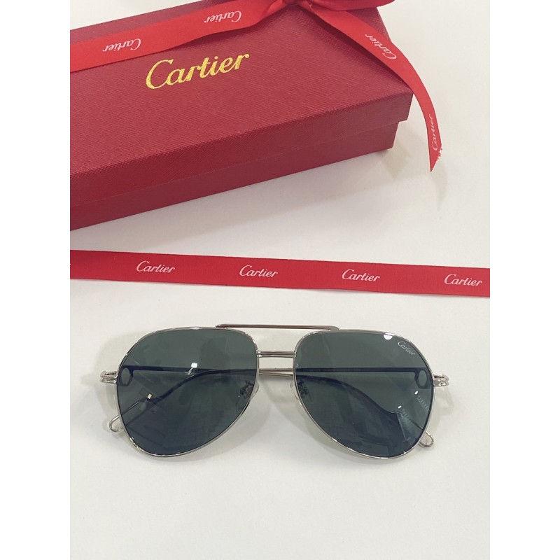 Cartier CT0110S Sunglasses In Silver Gray