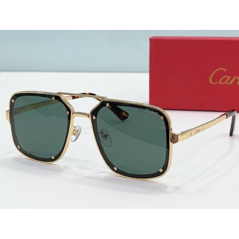 Cartier CT0194S Sunglasses In Gold Dark Green