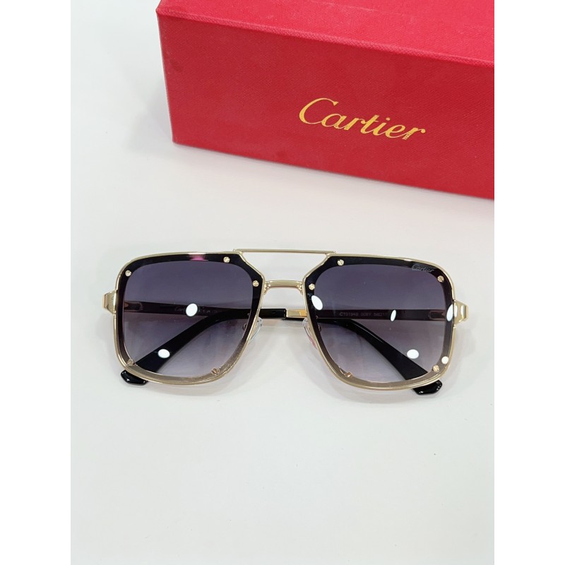 Cartier CT0194S Sunglasses In Gold Gradient Gray