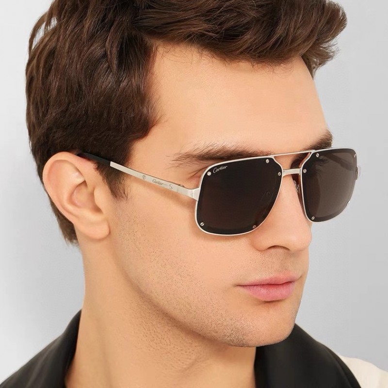 Cartier CT0194S Sunglasses In Gold Gray