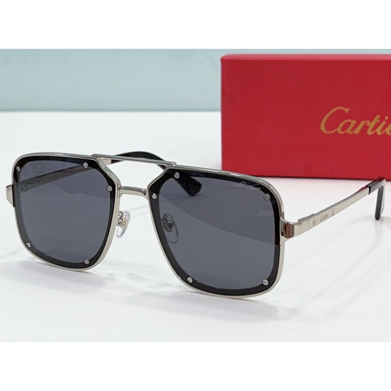 Cartier CT0194S Sunglasses In Silver Gray